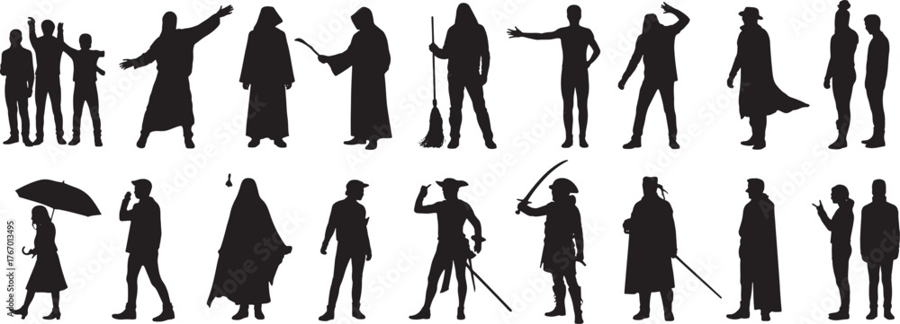 Fototapeta premium Silhouette of people isolated on white background for various design use