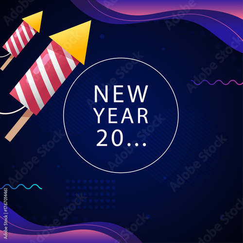 Happy New Year fireworks celebration with vibrant colors and festive background