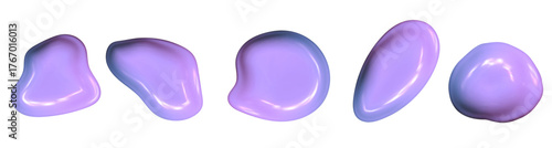 Glossy 3D blob in chrome texture with liquid shine. Abstract purple shape reflecting Y2K vibe and futuristic 3D chrome liquid mood.