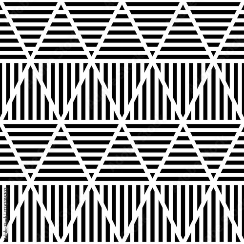 Black lines on white background. Seamless surface pattern design with linear ornament. Strokes wallpaper. Hash stroke motif. Digital paper with stripes for textile print. Striped vector. Dashed image.