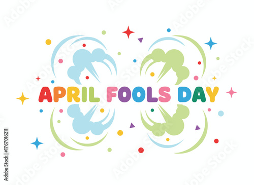 Celebrate April Fools Day with a flat vector illustration that features text springing out