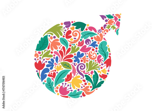 Male LGBTQ+ symbol featuring a rainbow floral pattern of flowers and leaves against a white background