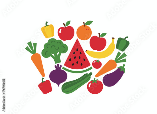 A collection of fruits and vegetables, harvested from an organic, natural background, celebrating World Vegetarian Day with meat‑free delights from a local farmer's market