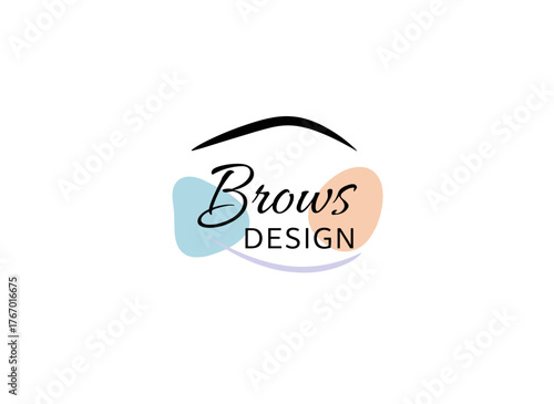 A vector logo for a beauty studio that offers brow design, eyebrow coloring, laminating, and brow artistry