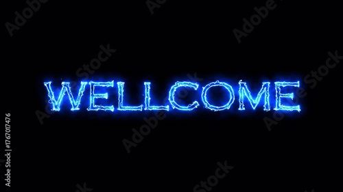 eon glowing welcome text animation in with black background  . modern neon style welcome text on black background  with alpha channel .
