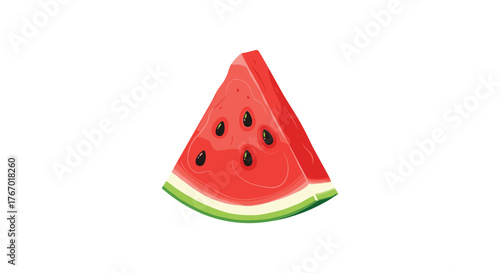 A vibrant, refreshing slice of ripe watermelon with black seeds and green rind, perfect for a summer snack or healthy treat.