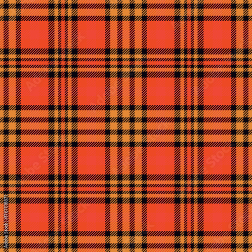 Seamless orange color check pattern. Repeating patern plaid. Checkered design for prints. Repeated tartan fabric. Vector scottish fabriс. Ekose texture. Madras flannel. Checker line. Stripe gingham

