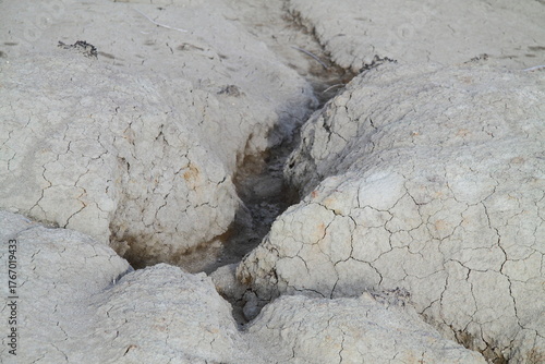 Erosion Channel in Dry Cracked Soil - Close-up of Drought and Aridity
