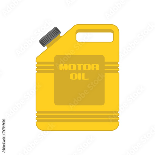 Visual icon of a yellow motor oil canister with handle and fluid droplet, symbolizing engine lubrication, maintenance, auto care, and oil change services.