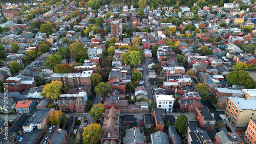 Mosaic of housing in historic city neighborhood