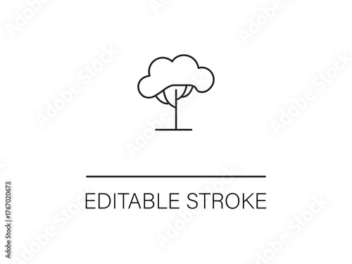 Elegant tree outline with editable stroke for versatile design applications and nature-inspired projects needing a simple organic element.