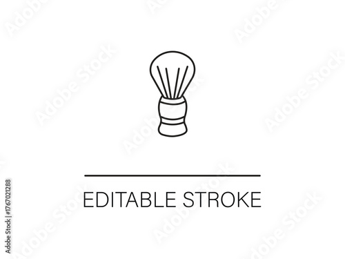 Classic shaving brush symbol for barbershop branding and grooming products with editable stroke for modern design solutions and minimalist style.