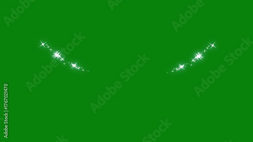 Magic FX with glitter sparkle trail, glowing doodle stars, white twinkling particles, starlight dust line, fairy sparkle burst, shining twinkle transition, glitter confetti trail on green screen.4k