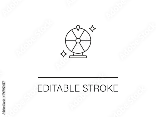 Spin the wheel for luck and fortune with this playful vector illustration, perfect for sweepstakes, games, and exciting promotions today.
