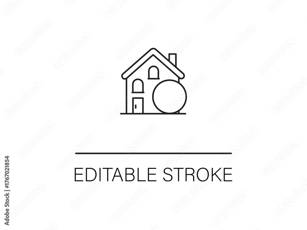 Fototapeta premium Clean line art house icon with editable stroke for modern design projects, real estate marketing, or minimalist website interfaces.