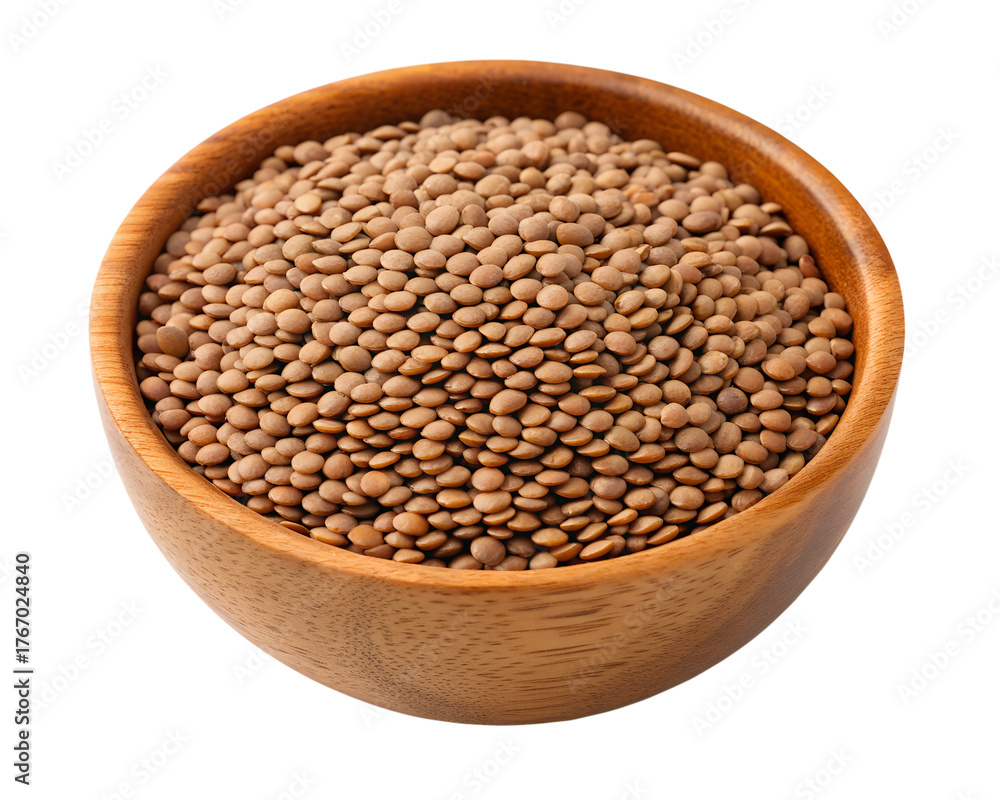 Fototapeta premium brown lentils isolated on transparent white background full depth of field clipping path