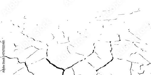 Cracked dry earth texture representing drought and desertification. High-contrast black and white cracked soil background ideal for climate change, environmental, or natural texture design projects.