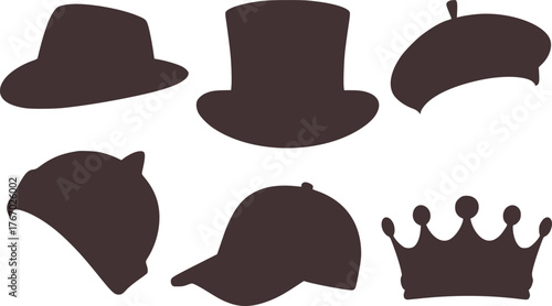 Elegant black silhouette headwear collection hats beret