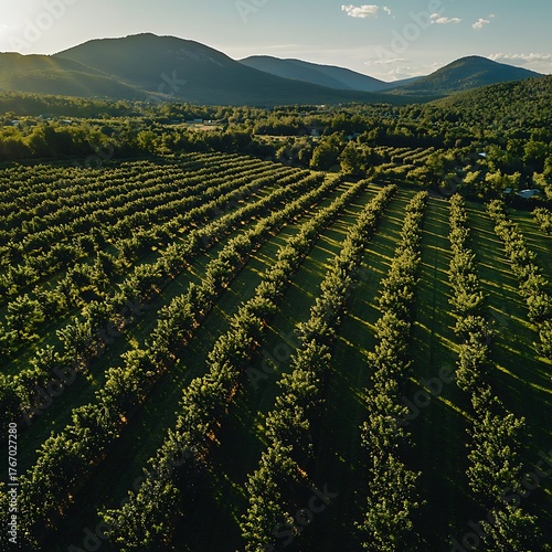 Sunrise over lush green agricultural fields high resolution picture
