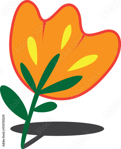 vector illustration of a yellow flower. minimalistic doodle style art. cartoon flower design