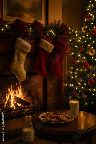 fireplace with christmas gifts