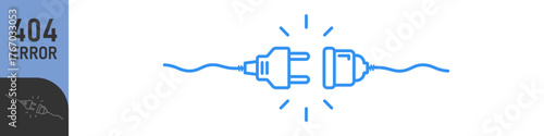 Electric socket with a plug. Electric Plug connect socket.Get connected or disconnect. Concept of web banner 404 error, disconnection, loss of connect, loss of connection.Vector illustration.Color set