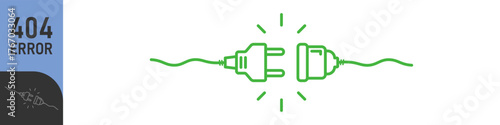 Electric socket with a plug. Electric Plug connect socket.Get connected or disconnect. Concept of web banner 404 error, disconnection, loss of connect, loss of connection.Vector illustration.Color set