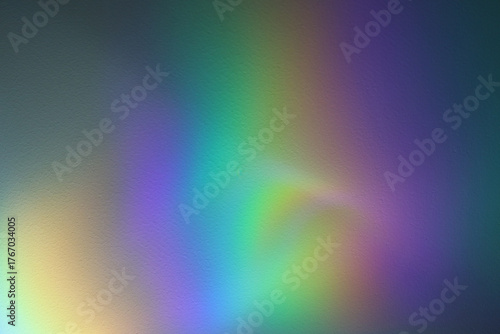 Soft focus rainbow neon noise grain blur texture prism refraction. Light and shadow smoke abstract gradient reflaction rays background.