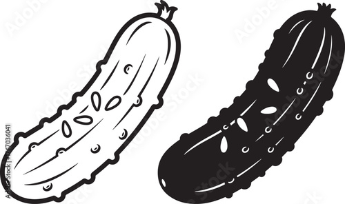 Two contrasting styles of pickle illustrations side by side