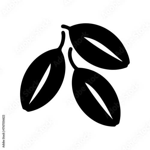 Stylized graphic of three coffee beans with a contemporary design aesthetic