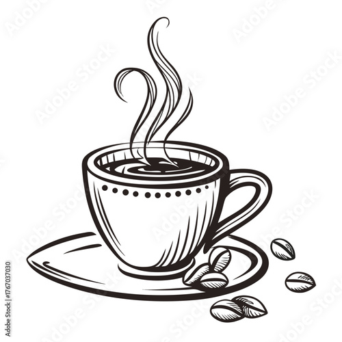 A cup of coffee with steam