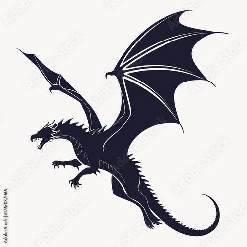 Dragon silhouette flying with wings spread