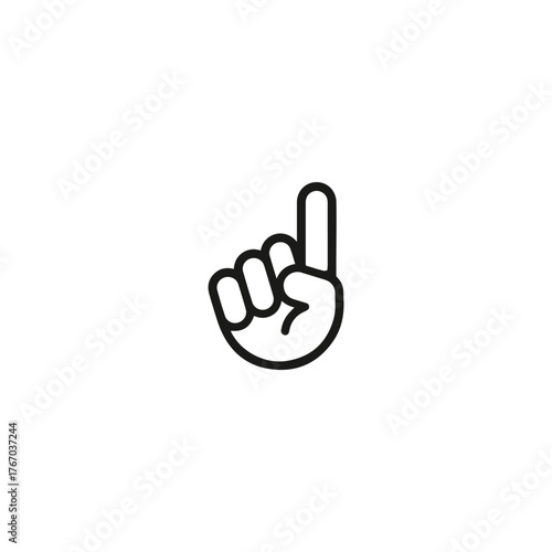 Pointing Up Hand Gesture Icon, Index Finger Line Art Vector Illustration for Attention, Selection, Direction, Idea, Number One Sign, Minimalist Design, Web Element. Hold on non verbal communication 