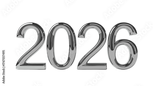 2026 in shiny silver metallic style. 