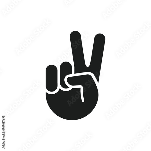 Victory sign. Hand gesture V sign for victory or peace icon. Two fingers raised up.