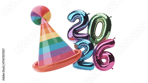 Happy New Year 2026 Celebration with festive decoration. 