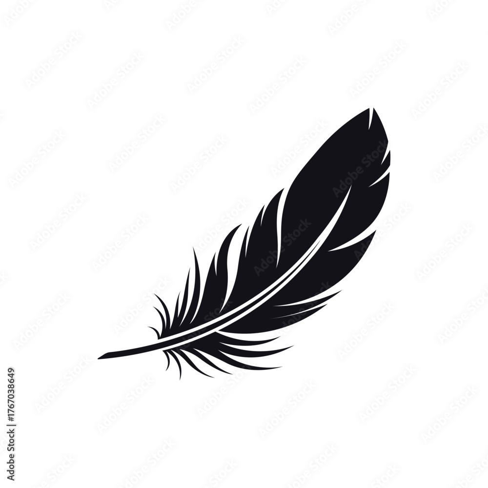 Obraz premium A Single Black Feather Icon Representing Lightness, Elegance, and Grace