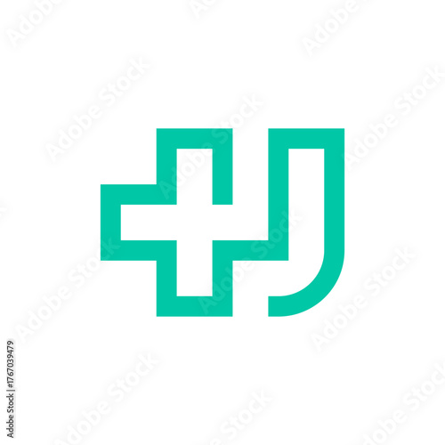 Minimal J plus medical logo design