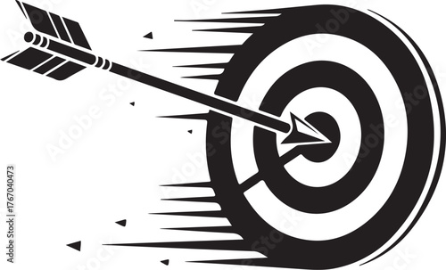 Arrow hitting target with motion lines