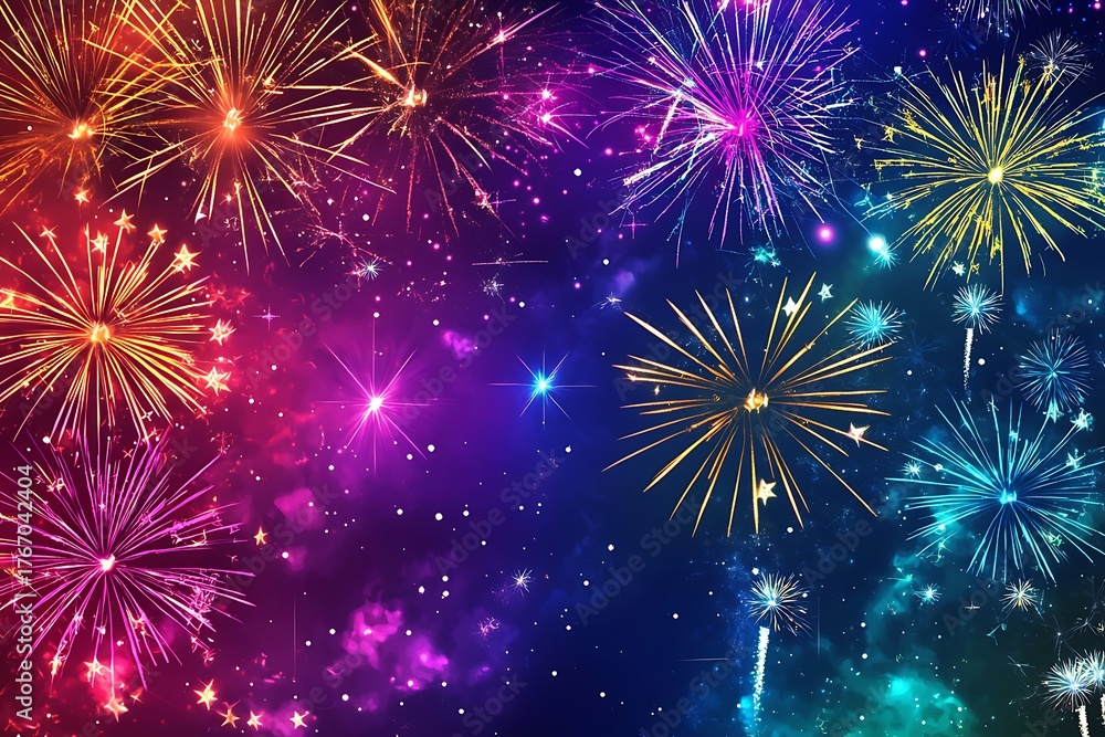 Naklejka premium Vibrant celebration pyrotechnic display event high resolution picture