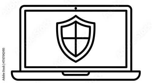Protect your digital assets with a secure shield icon on a laptop screen, symbolizing data protection and cybersecurity for a safe online experience
