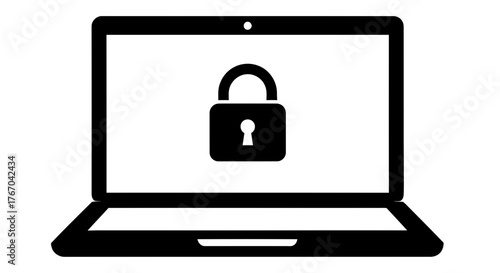 Secure Laptop Protecting Your Digital Life with a Padlock Icon, Ensuring Data Privacy and Online Security on Your Computer