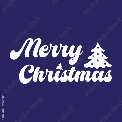 Festive merry christmas typography design in red and green with decorative elements on white