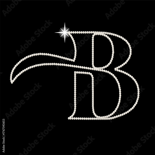 Capital Letters B of English alphabet. luxury and elegant font glamour french style