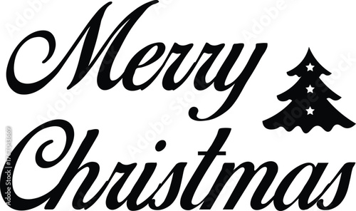 Festive merry christmas typography design in red and green with decorative elements on white