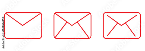 Envelope icon set. newsletter web buttons. close email letter outline vector symbol. white background. EPS 10 