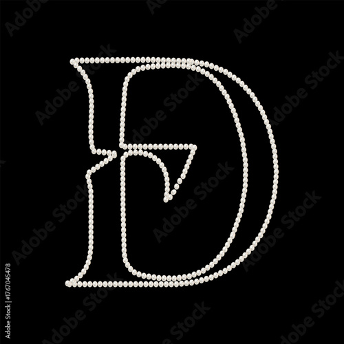 Capital Letters D of English alphabet. luxury and elegant font glamour french style
