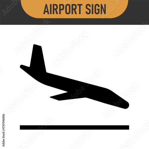 Arrivals and departure plane signs. Airport Sign. Simple icons, airplane landing and takeoff. Airport icons set: departures, arrivals. Vector illustration Aircraft or Airplane