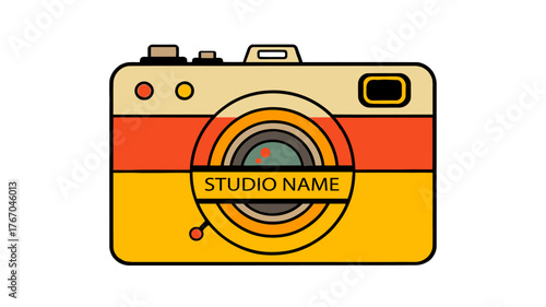 Vintage Camera Icon with Editable Studio Name – Retro Photography Logo for Branding, Marketing, Business Cards & Web Use
