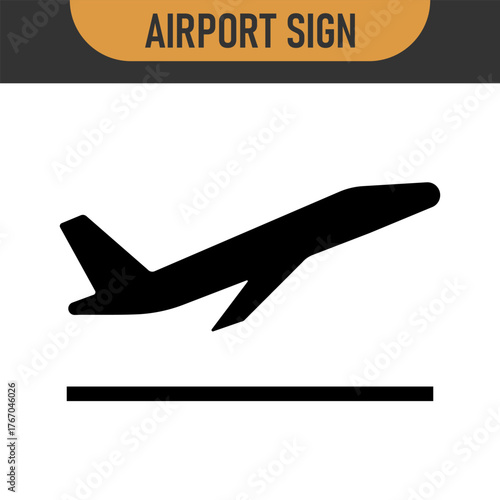 Arrivals and departure plane signs. Airport Sign. Simple icons, airplane landing and takeoff. Airport icons set: departures, arrivals. Vector illustration Aircraft or Airplane